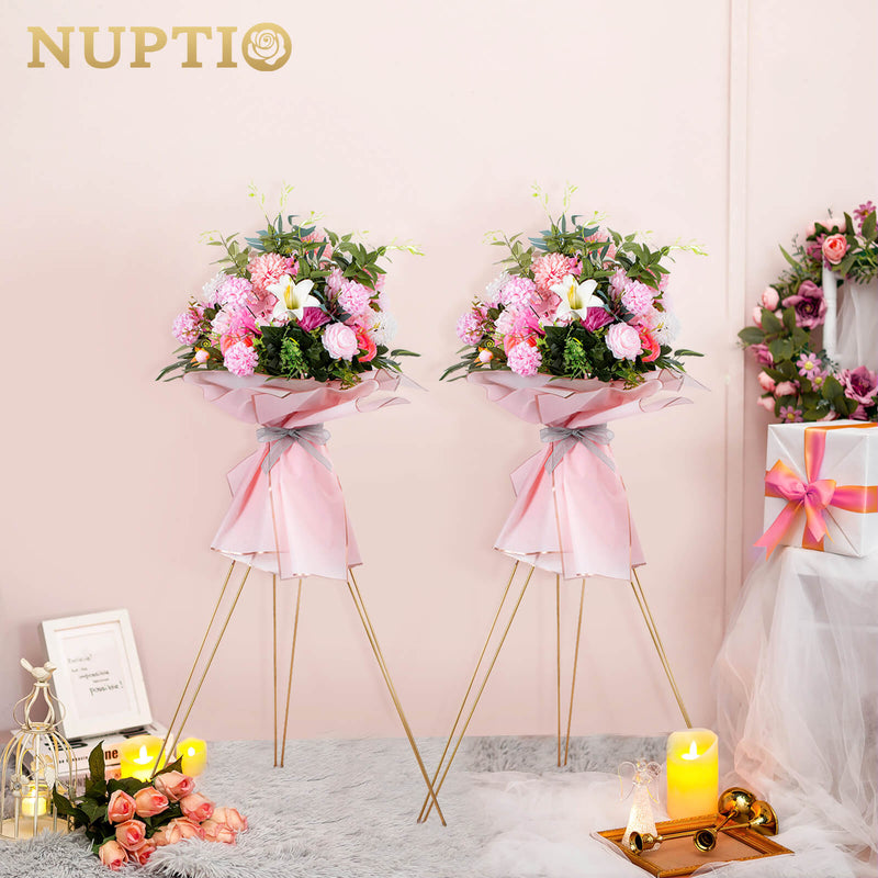 rose gold plant pot stand Nuptio Wedding Centrepiece Gold Flower Stand 10 Pcs Tall Plant Pot Hol
