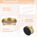 Gold Pillar Candle Holders ,  Glass Hurricane Candle Holder Stand for Pillar Candle with Clear Glass Sleeve Set of 2