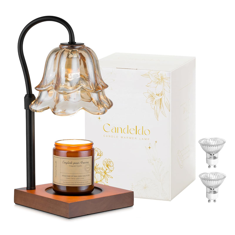 Candle Warmer Lamp with Timer: Flower Gold Candle Lamps Height Adjustable Home Bedroom Decor House Warming Christmas Gift Mothers Day Mom Gift for Women