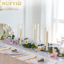 NUPTIO Taper Candle Holders Glass: Hurricane Candle Holder Bulk for Tapered Candles