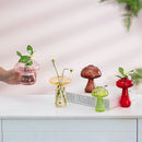 Mushroom Glass Vase, Set of 5 Mini Cute Vase Decor, Springtok Easter Gift, Cute Hydroponic Indoor Planters Gifts for Women Room Table Decor, Bud Vase