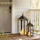 Brass Outdoor Candle Holder Lanterns for Porch, Porch Lanterns Decorative Indoor Outdoor Front Porch Decor,17" & 23" Set of 2 (M+L) ,No Glass