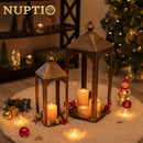 Brass Outdoor Candle Holder Lanterns for Porch, Porch Lanterns Decorative Indoor Outdoor Front Porch Decor,17" & 23" Set of 2 (M+L) ,No Glass