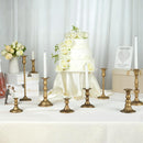 Set of 10 Gold Brass Candlestick Holders, Tall Vintage Metal Taper Candle Holders for Dinning Table Centerpiece Mantel Decoration