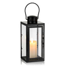 NUPTIO Lantern Outdoor for Candle Black: 24cm Tall Living Room Garden Candle Lanterns Hanging Indoor Outside Decorative Memorial Metal Glass Christmas Halloween Wedding Centrepieces Black Ornament
