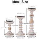 Farmhouse Wood Candle Holders for Pillar Candles， Rustic Wooden Pillar Candles Holder Set of 3