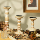 Farmhouse Wood Candle Holders for Pillar Candles， Rustic Wooden Pillar Candles Holder Set of 3