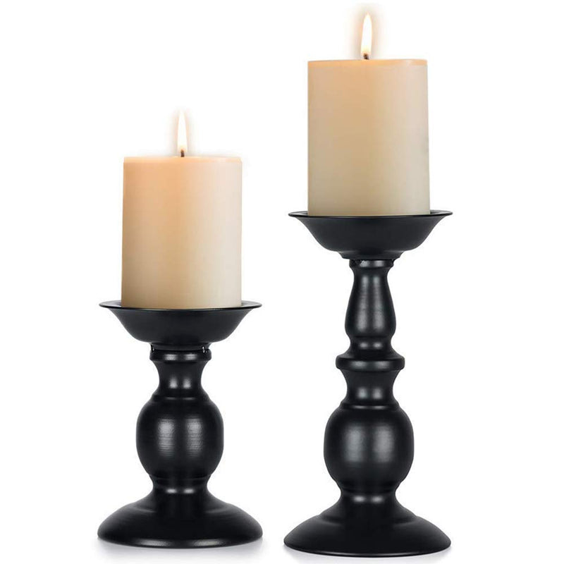 black pillar candle holders