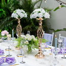 gold wedding flower stand