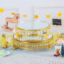 Metal Cake Display Stand with Mirror Top Plate Beaded
