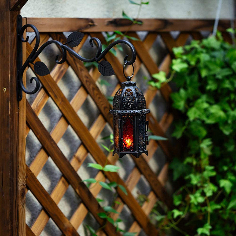 wooden wall bracket for hanging plants 2Pcs/set Wall Hanging Plant Bracket, Hanging Hooks Wall Brackets for Balcony Wind Chime Lantern, Black