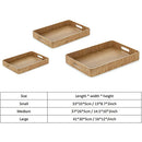 Rectangle Wooden Tray Set of 3, Decorative Serving Tray with Handles for Home Decor