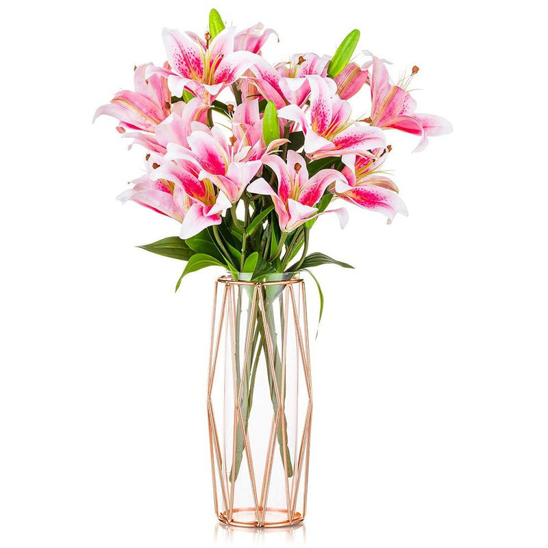 Glass Geometric Metal Flower Vase