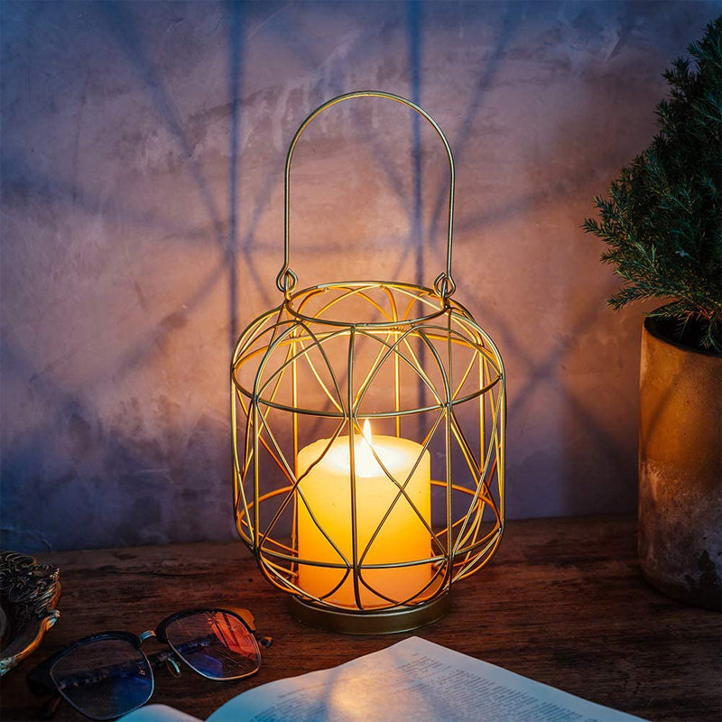 haning gold candle holder cage