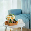 Serving Tray Set of 2 Hand-Woven Rattan Tray Hexagon for Coffee Fruit Drinks