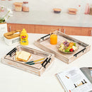 Wood Serving Tray with Handles Set of 3 Rectangular Tray for Kitchen Coffee
