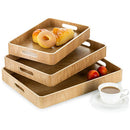 Rectangle Wooden Tray Set of 3, Decorative Serving Tray with Handles for Home Decor