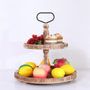 Wood 2 Tiered Tray Stand Rustic Serving Tray for Cupcake Dessert Table Decor